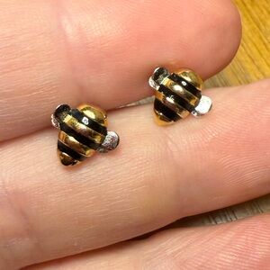 Gold and Black Bee Earrings